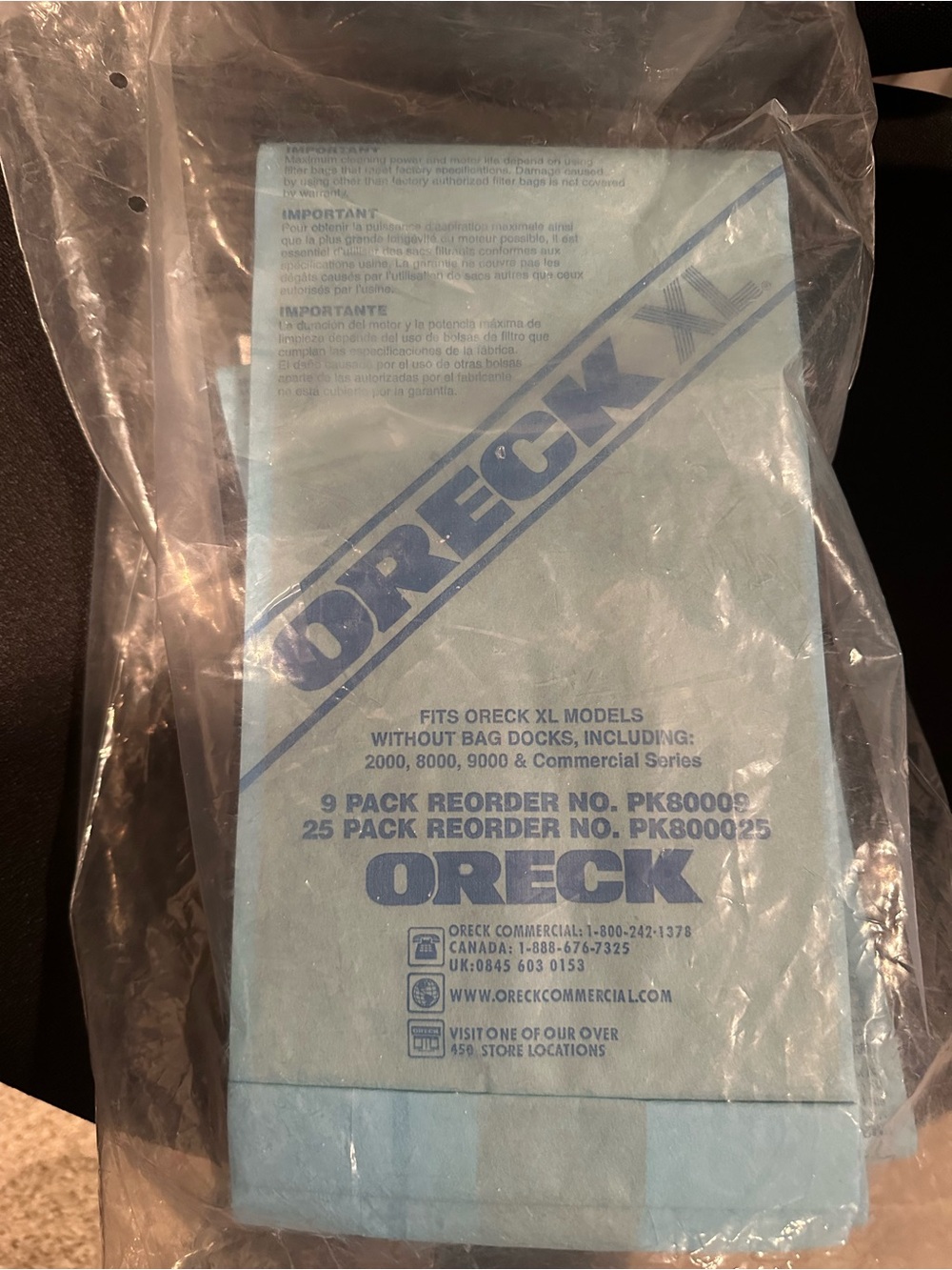 Oreck XL Vacuum Bags - Light Blue Pack of 25 1.5L